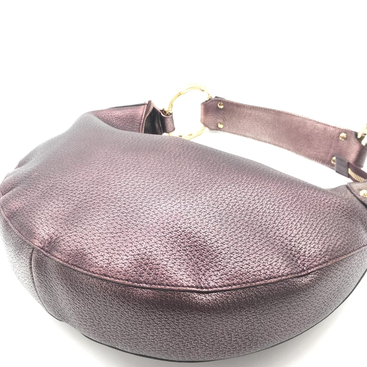 Gucci Metallic Leather Bamboo Ring Hobo Women's Bag