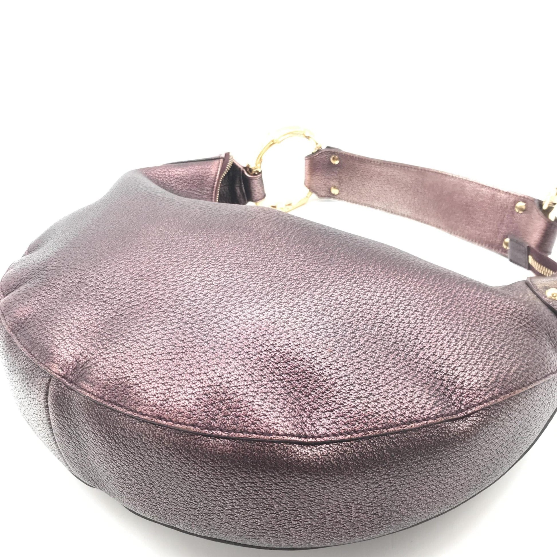 Gucci Metallic Leather Bamboo Ring Hobo Women's Bag