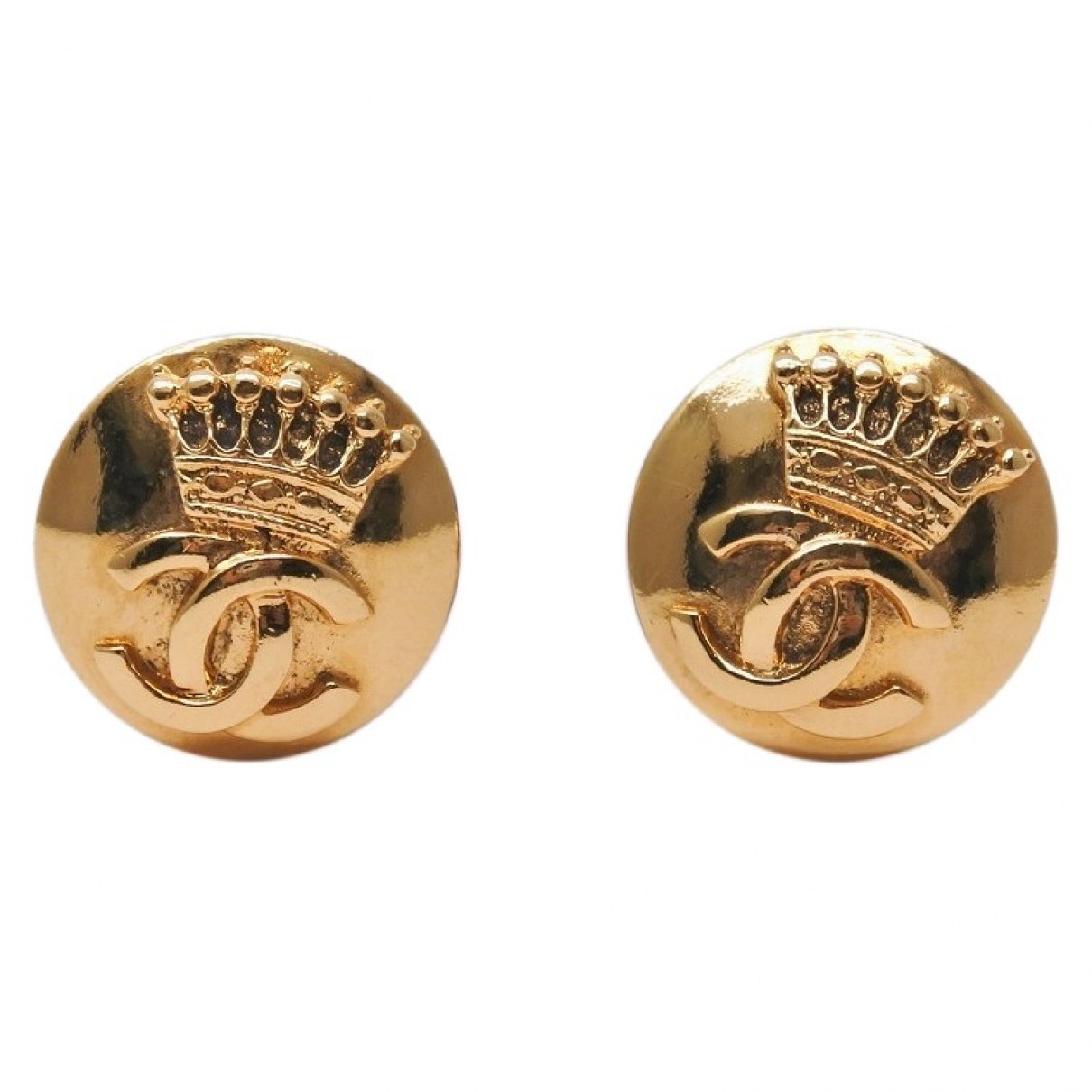 Chanel CC Gold Metal Earrings