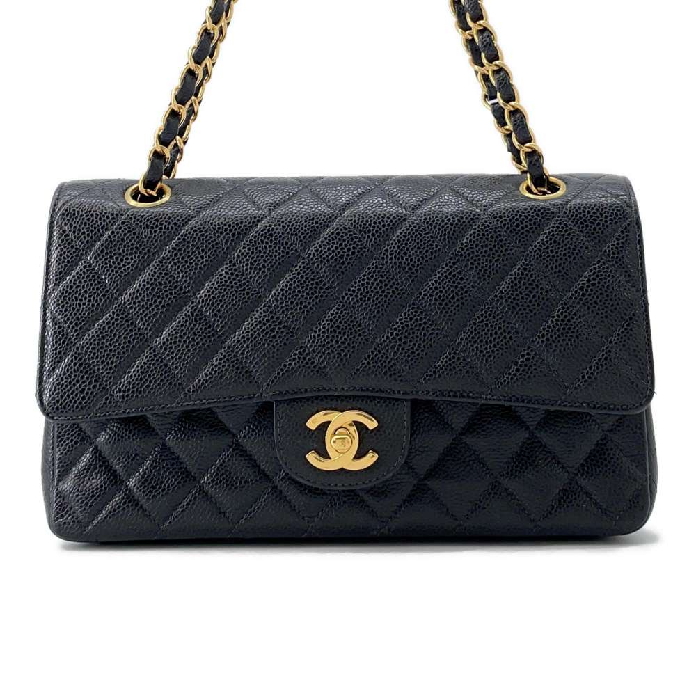 Chanel Matelasse Double Flap ChainShoulder BlackA01112 Caviar Leather Shoulder Bag