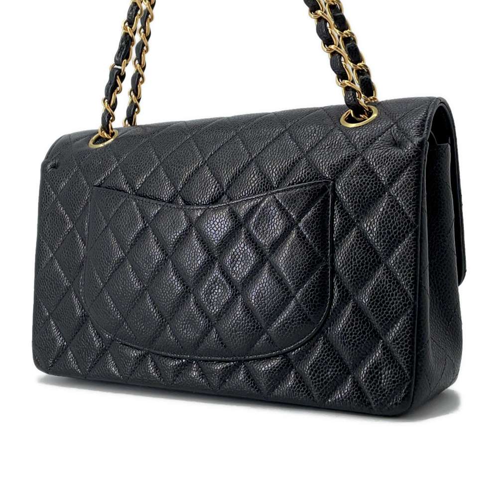 Chanel Matelasse Double Flap ChainShoulder BlackA01112 Caviar Leather Shoulder Bag