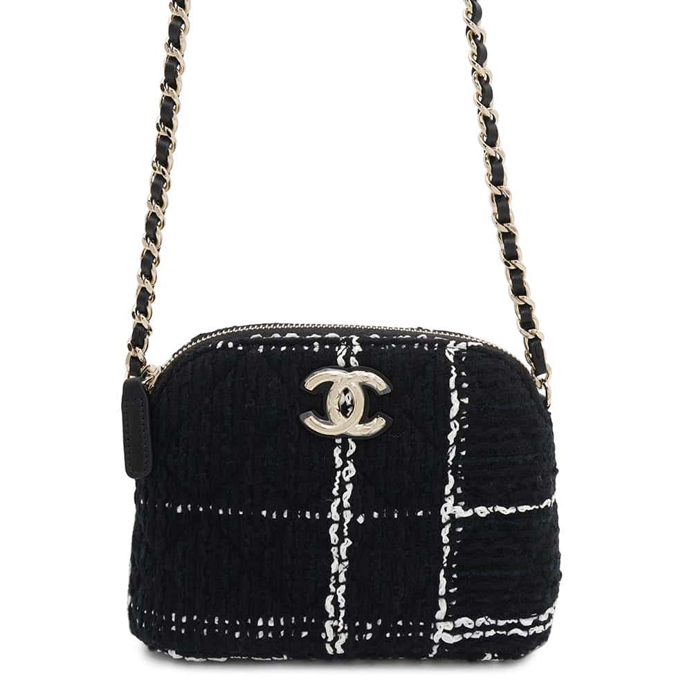Chanel PochetteChainShoulder Tweed Black Clutch Bag
