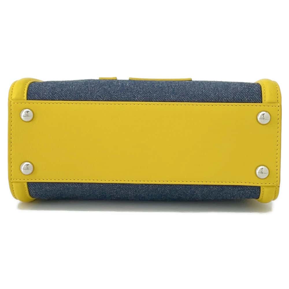 Fendi Peekaboo Iconic Yellow8Bn316 Leather Denim Mini Travel Bag