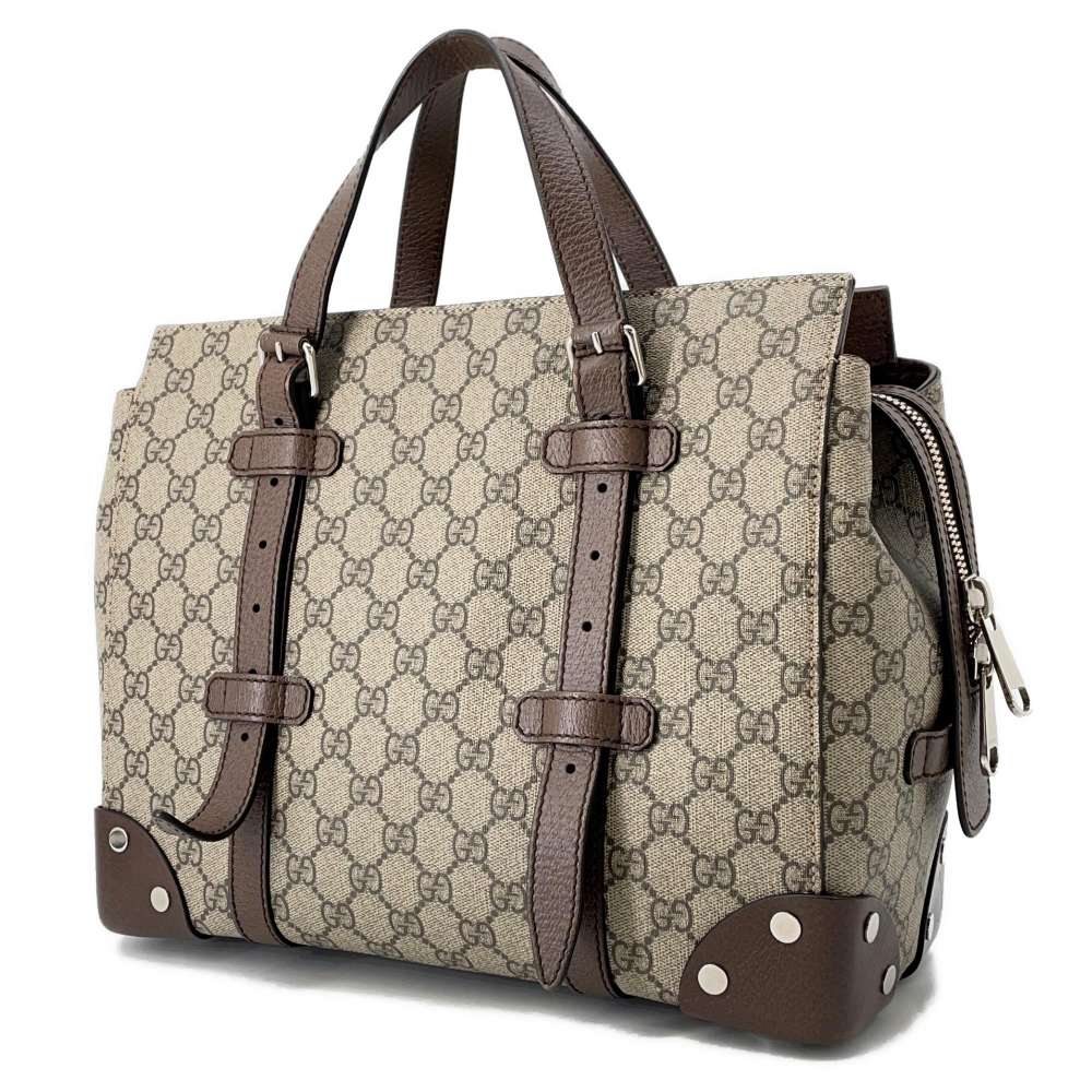 Gucci GG Supreme Detailed Brown643814 PVC Leather Beige Tote Bag