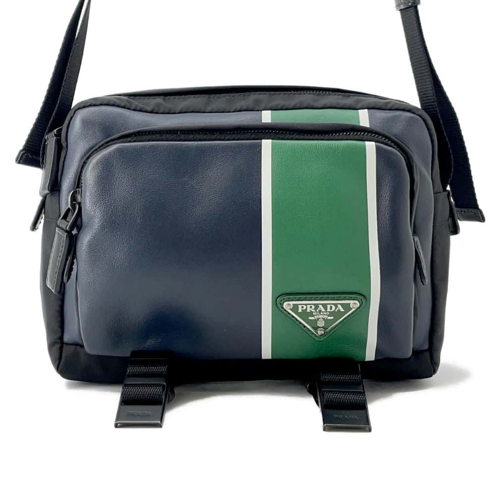 Cross Body Bag Navy Green Vh Leather Nylon Travel Bag