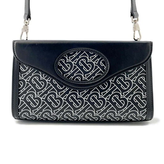 Burberry 2Waybag Handbag Leather Black White Travel Bag