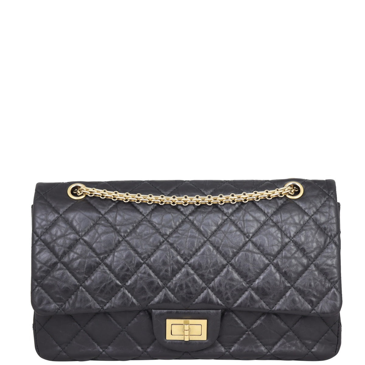 Chanel 2.55 Reissue 227 Double Bag Hardware Gold Flap Handbag