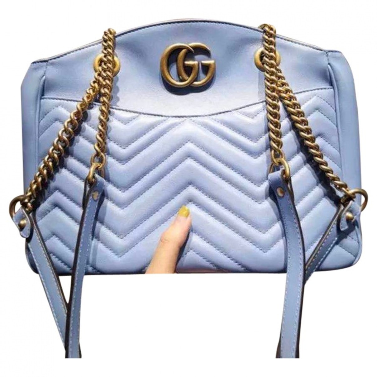 Gucci marmont blue leather handbag