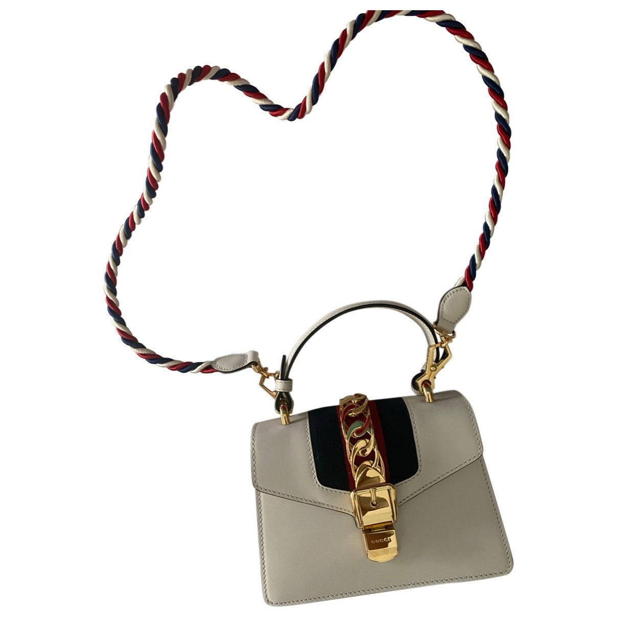 Gucci sylvie white leather handbag