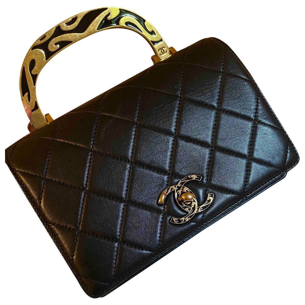 Chanel black leather handbag