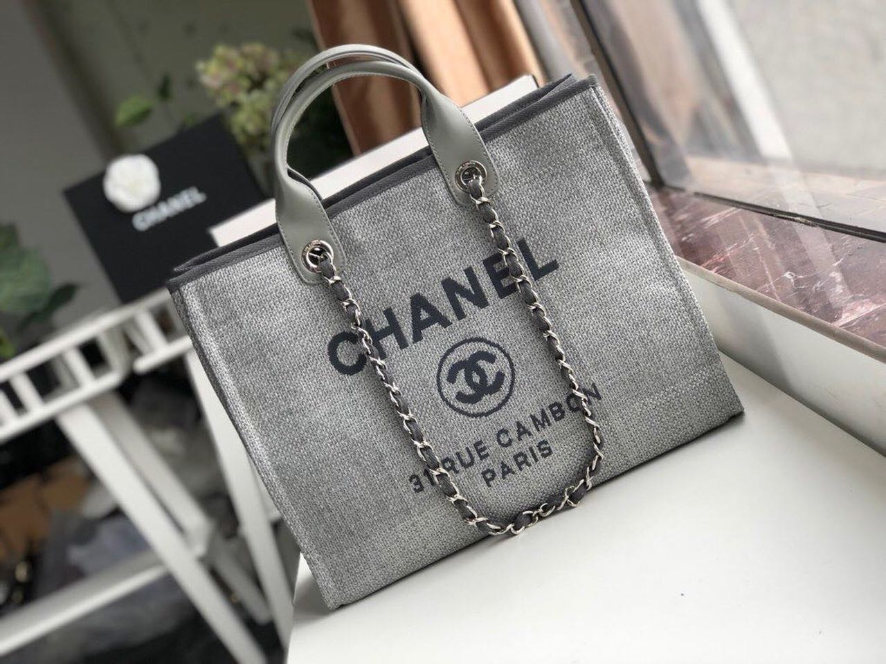 Chlsmall Shopping Bag Hardware Grey For Women Silver Shoulder Bag