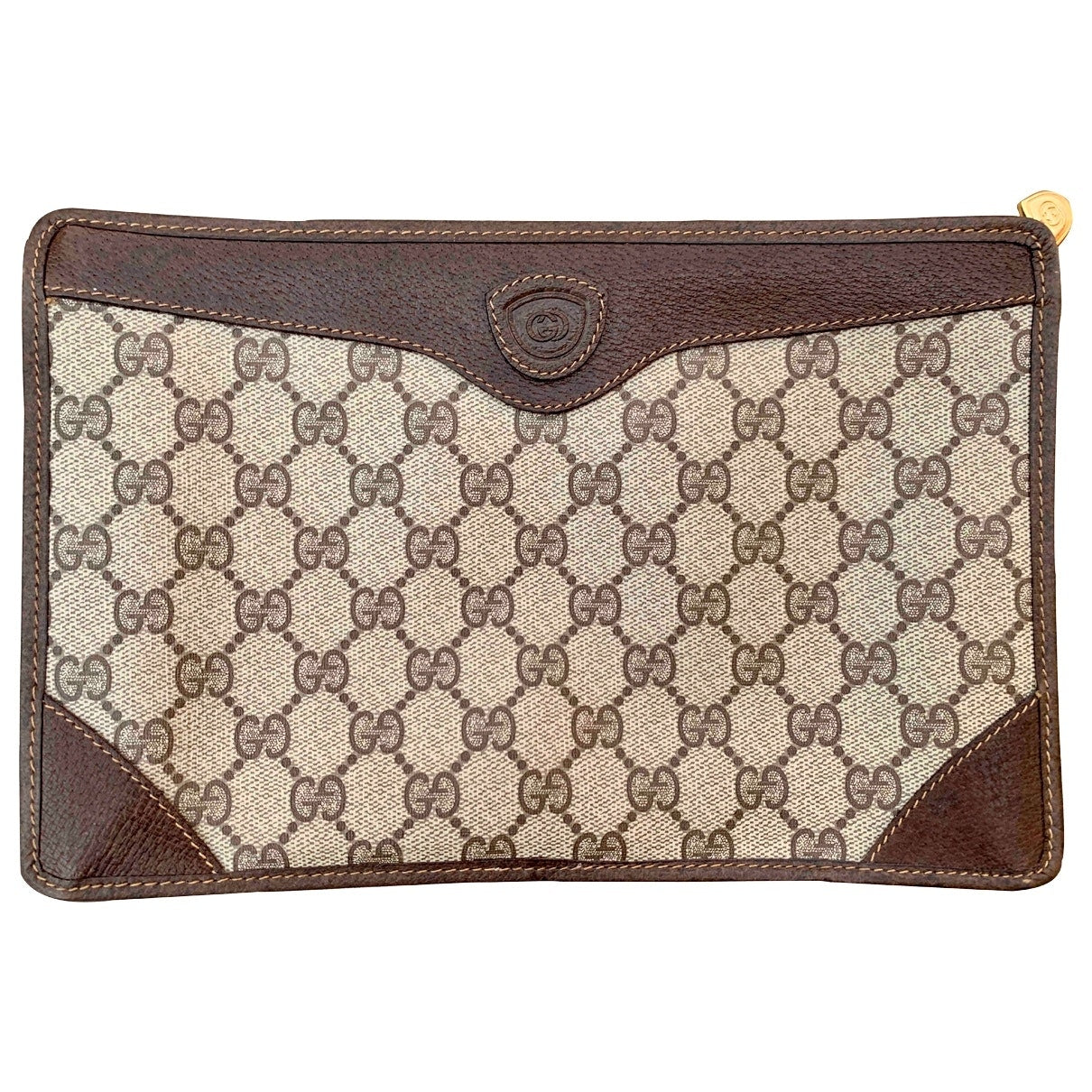 Gucci brown cloth clutch bag