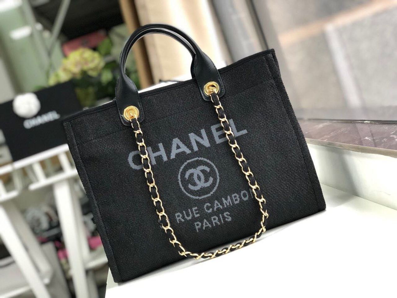 Chanel Deauville Tote Grey For Women Black Tote Bag