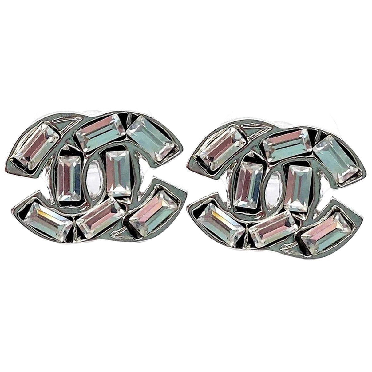 Chanel CC Silver Metal Earrings
