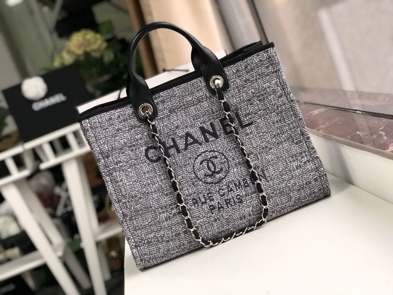 CHL Deauville RafTop QualityTop Qualitya Canvas Black White Tote Bag