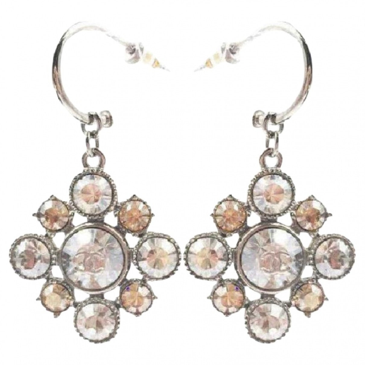 Chanel cc silver metal earrings