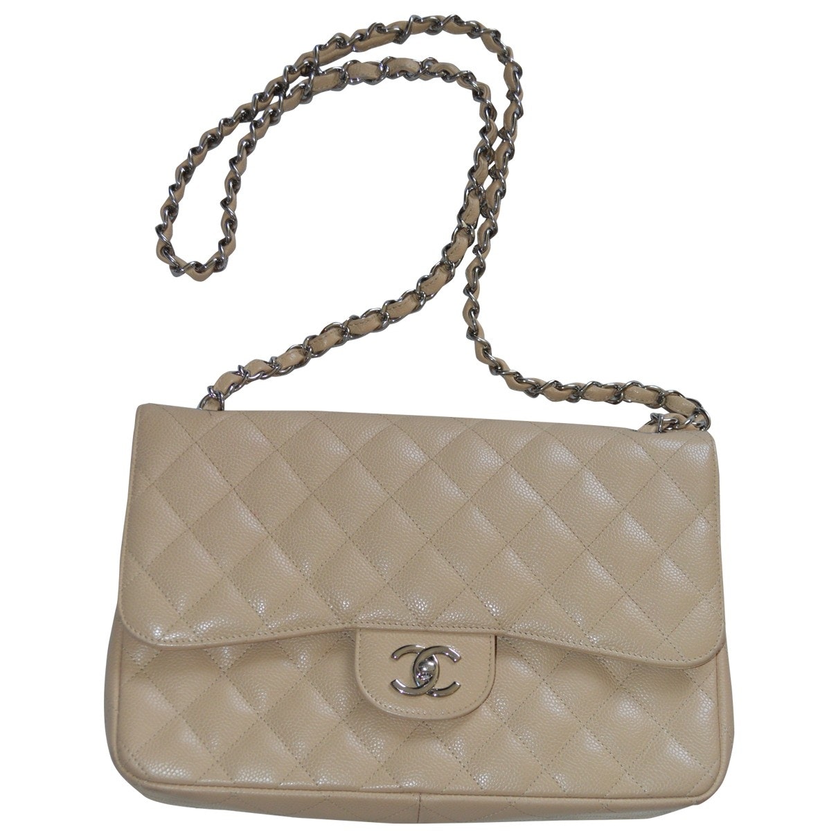 Chanel Timeless/classique Beige Leather Handbag