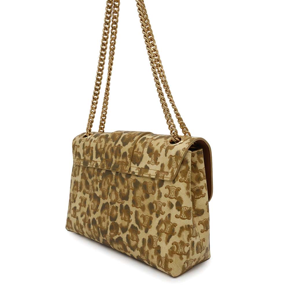 Chainshoulder Leopard Handbag Leather Brown Shoulder Bag
