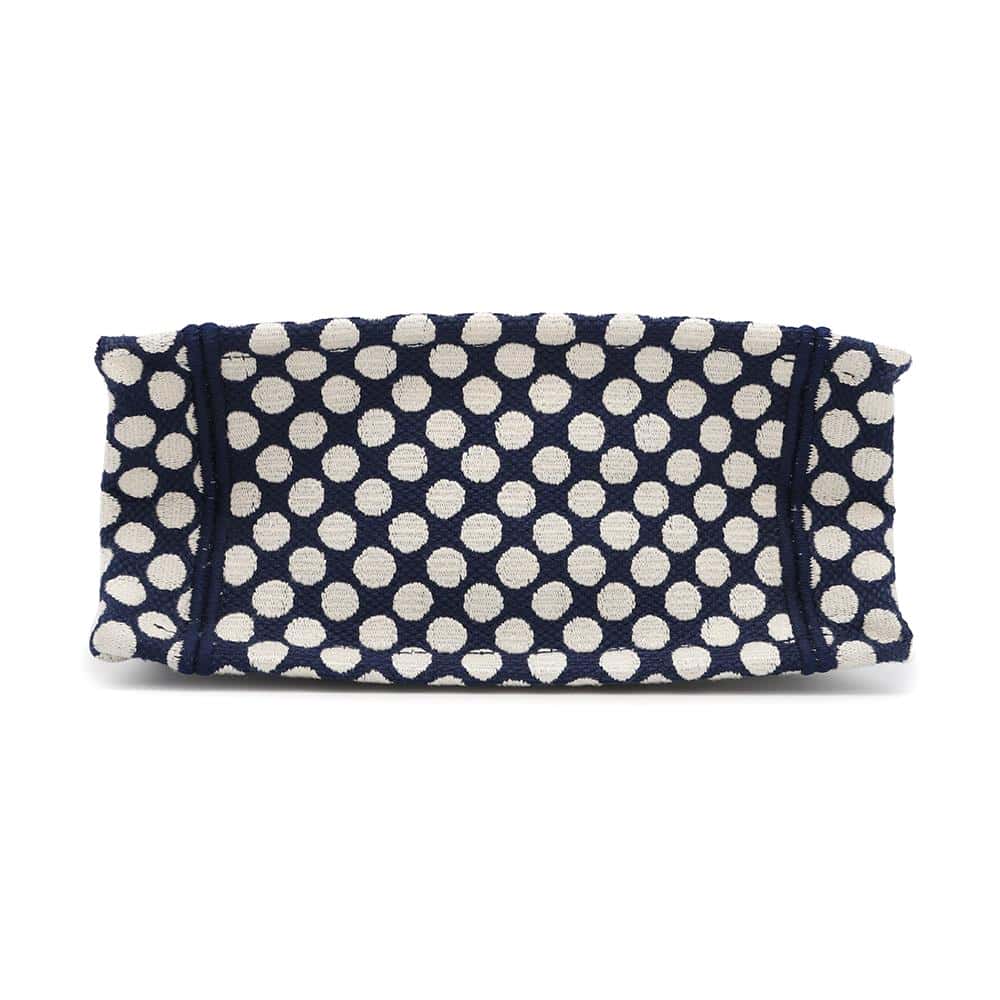 Dior Vertical Book Tote Dot Navy Handbag Canvas White Tote Bag