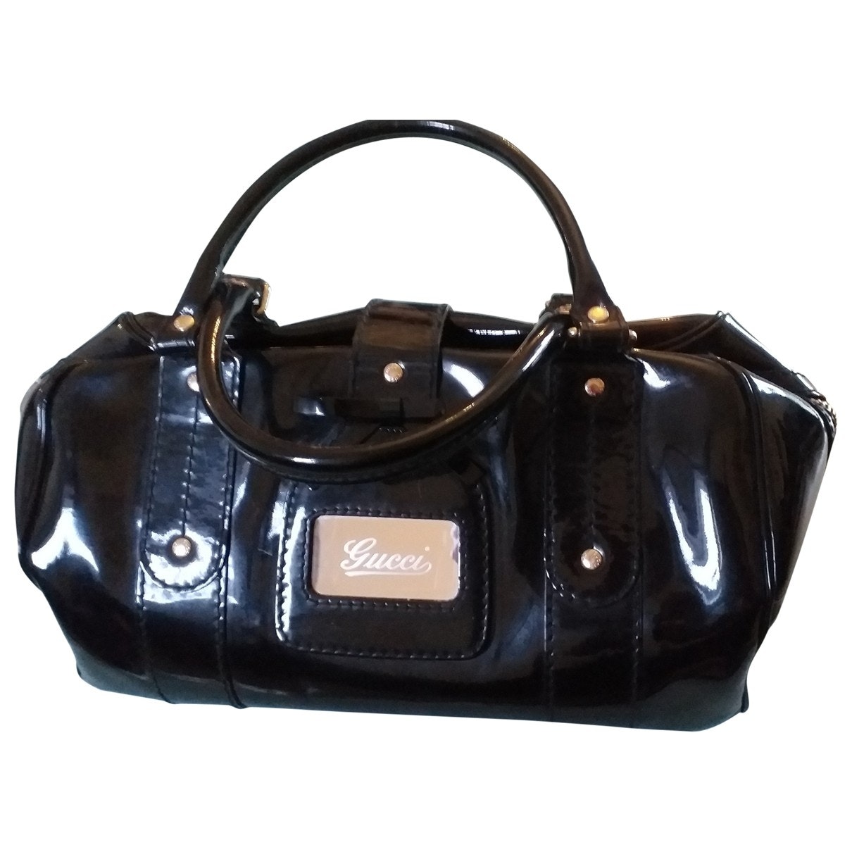 Gucci black patent leather handbag