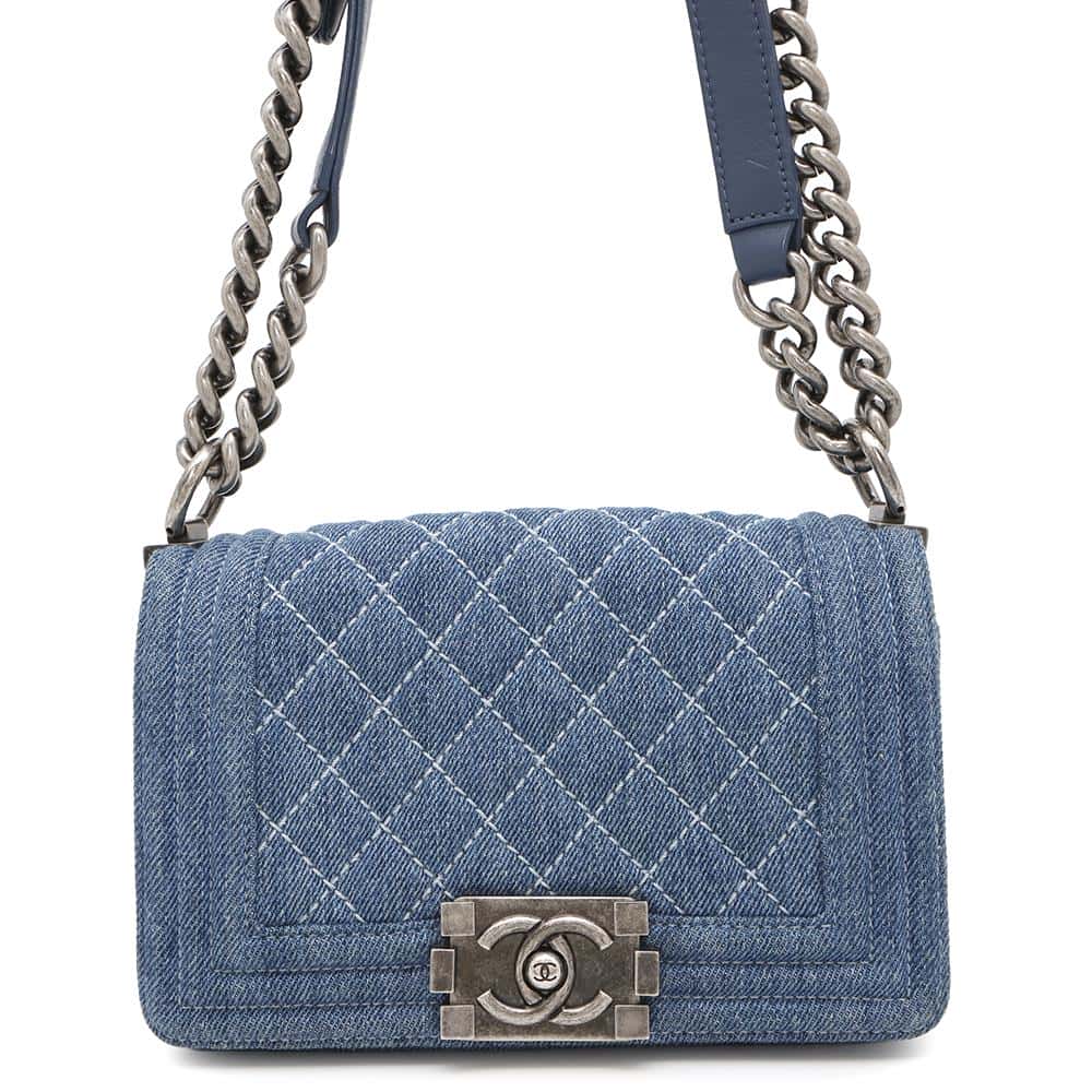 Chanel Boy ChainShoulder Denim Blue Shoulder Bag