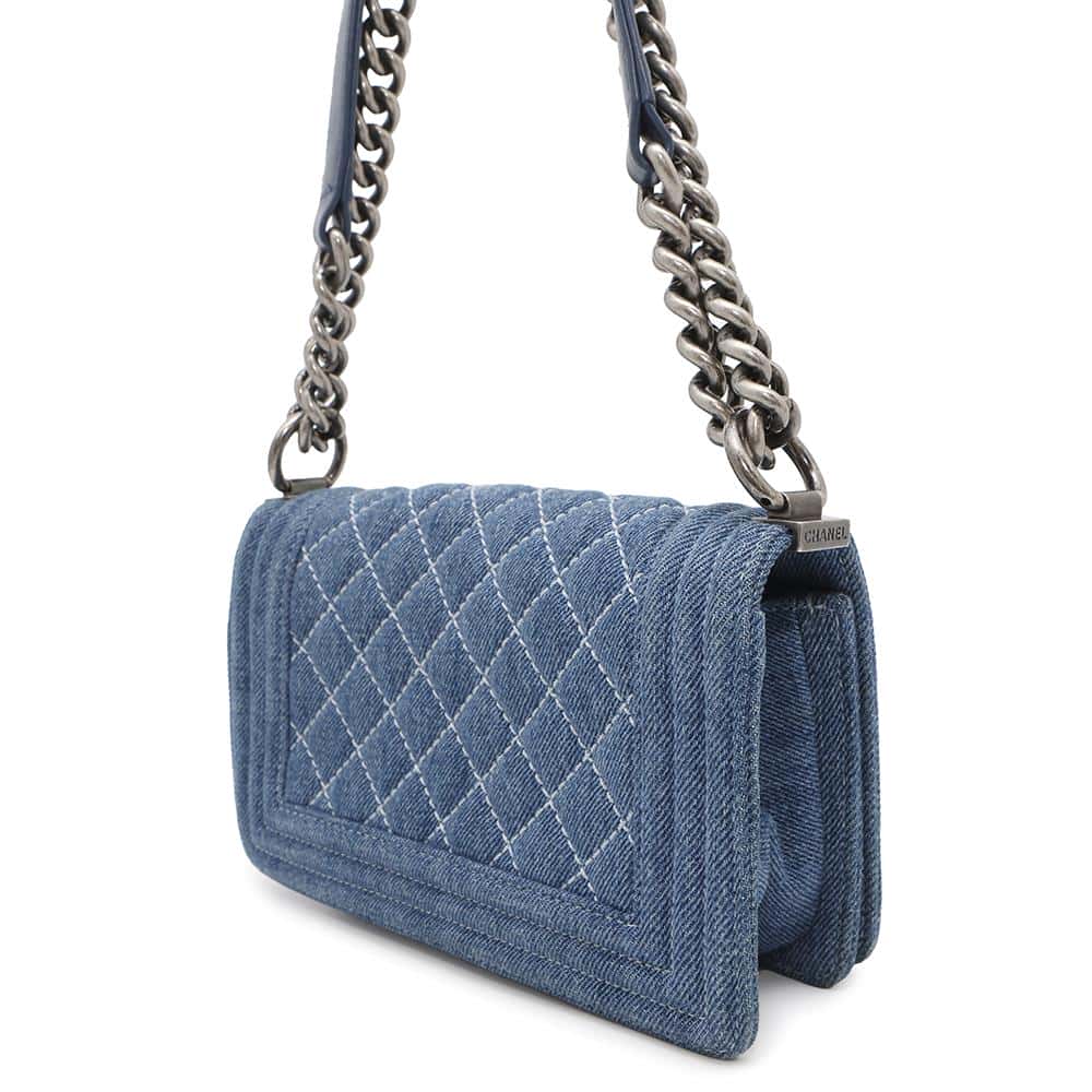 Chanel Boy ChainShoulder Denim Blue Shoulder Bag