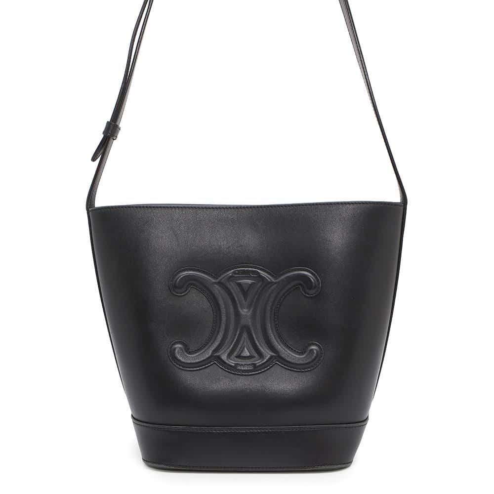 Cuir Triomphe Bucket Shoulder Bag Calf Leather Black