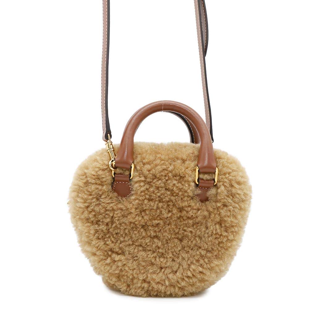 Heart Way Shoulder Bag Boa Size Leather Brown