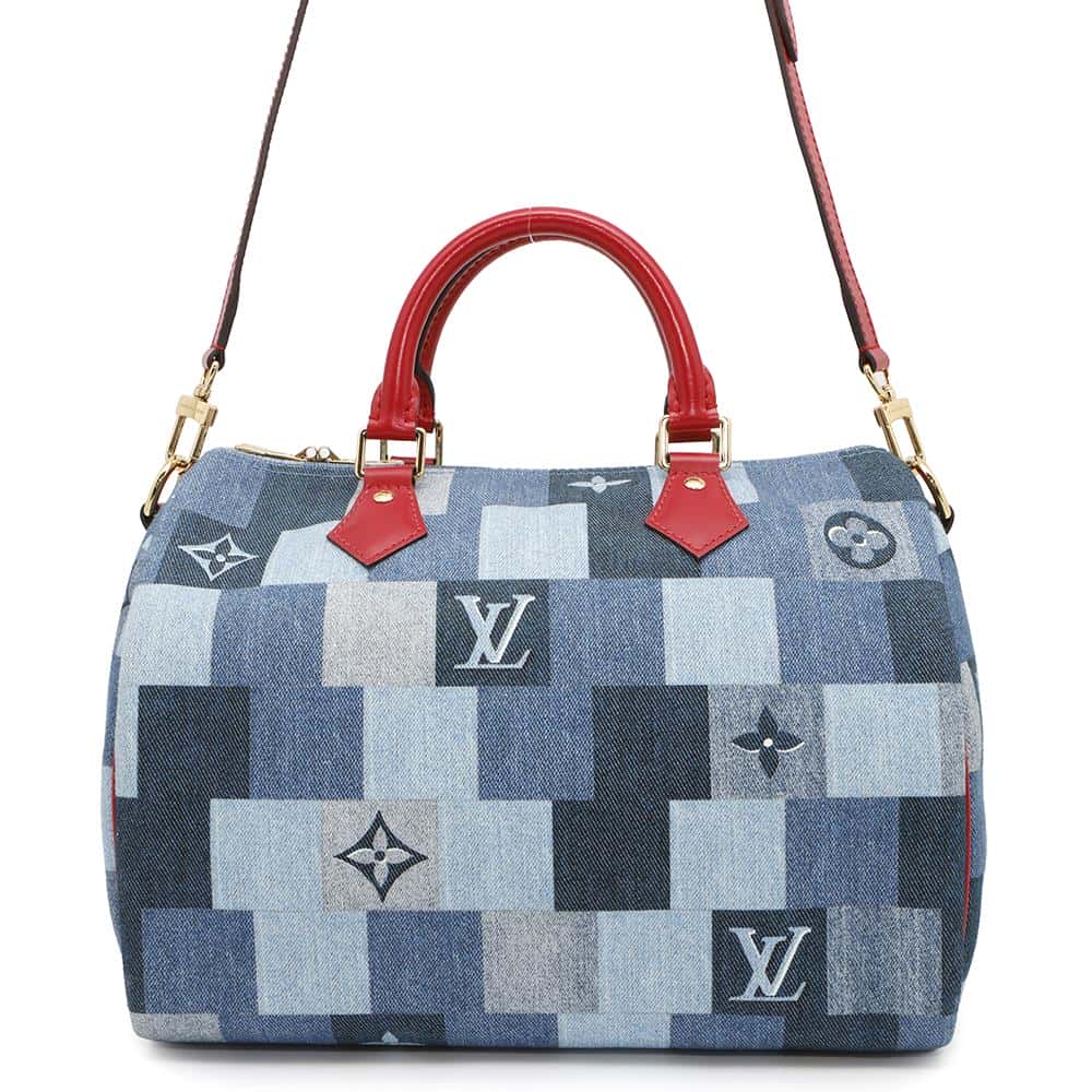 Louis Vuitton Speedy Bandouliere RedM45041 Denim Monogram Blue Handbag