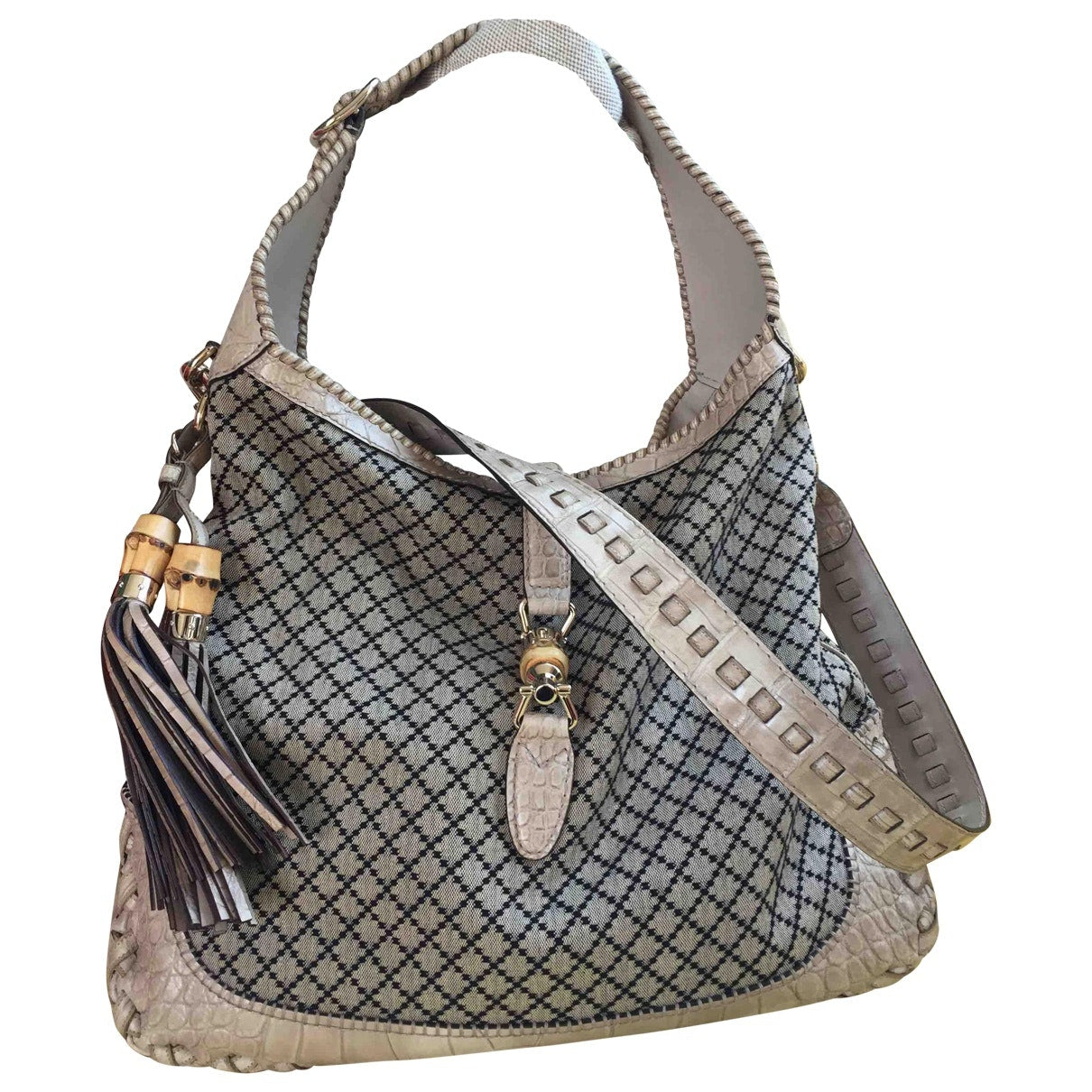Gucci jackie beige crocodile handbag