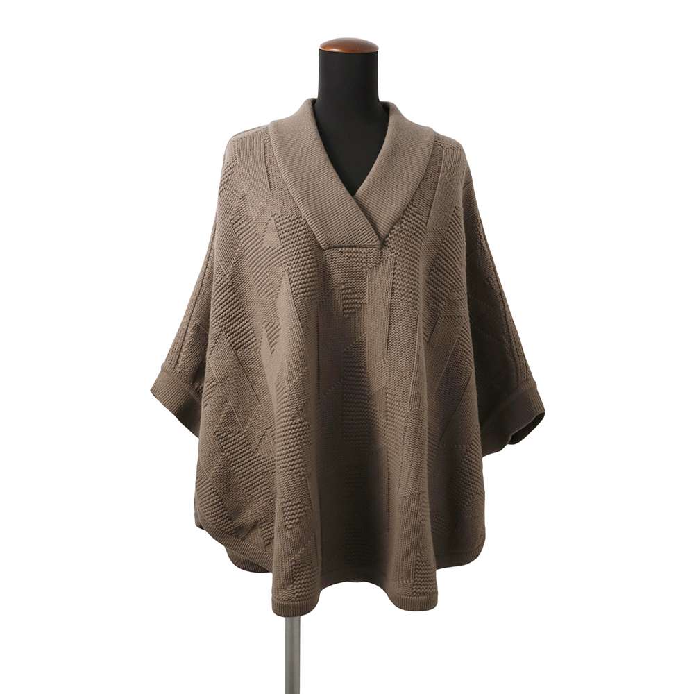 H Poncho Size Wool Handbag Brown Logo Travel Bag