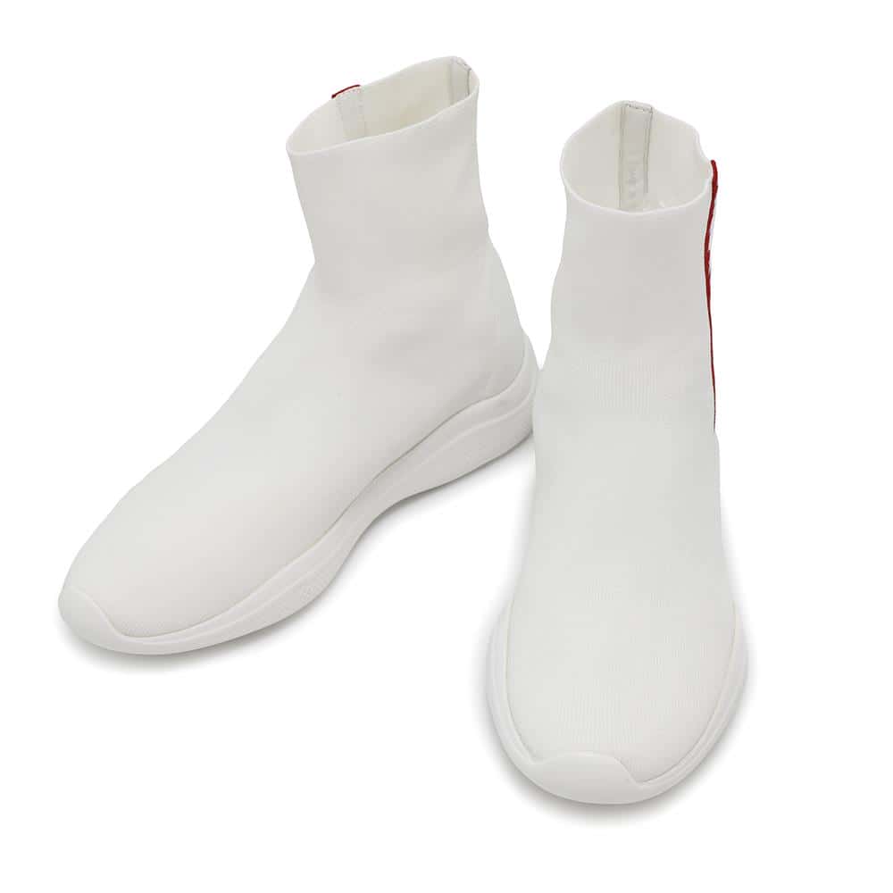 Prada Shoe Sports Socks Sneakers Red3T6424 Knit Rubber White Shoes