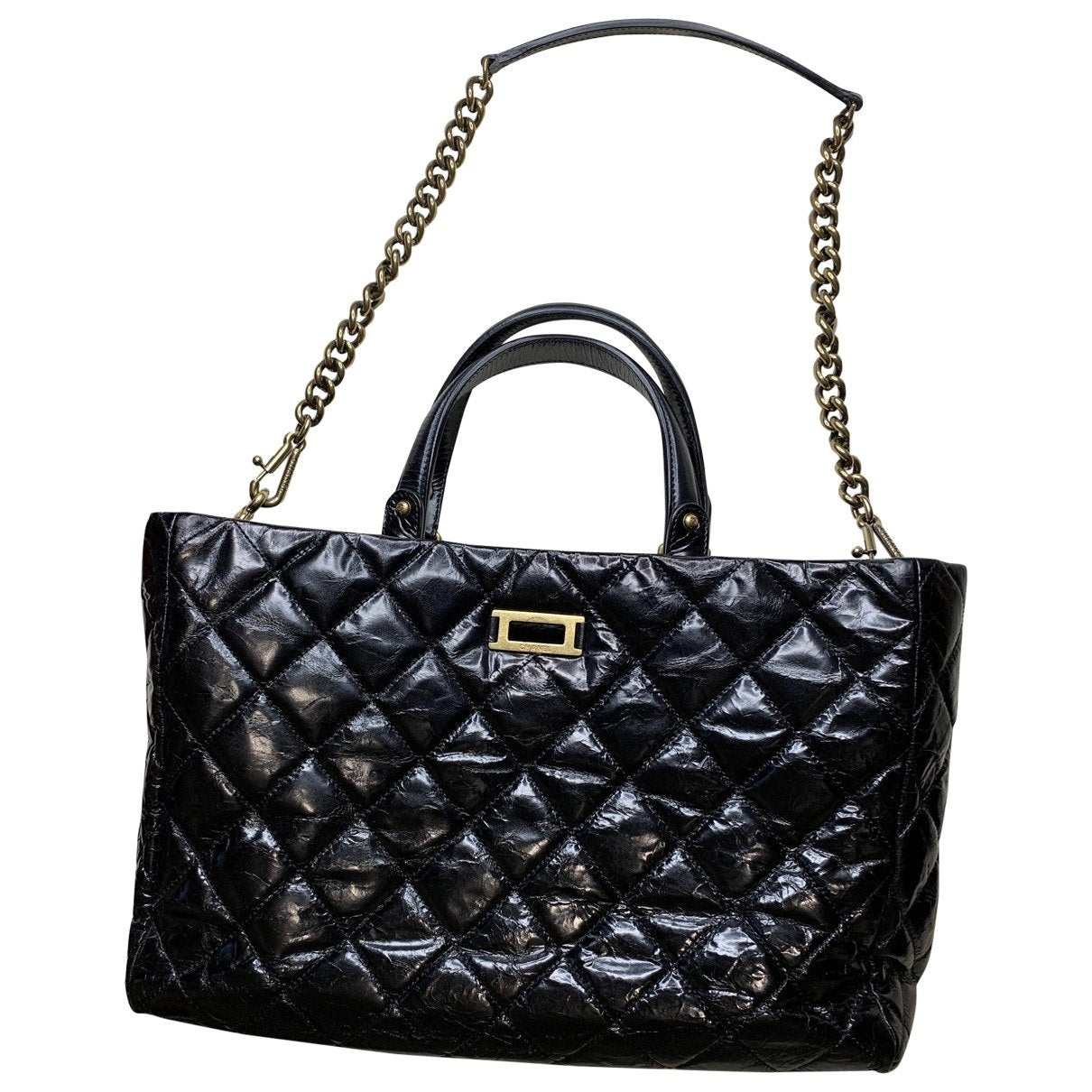 Chanel 2.55 Black Patent Leather Handbag