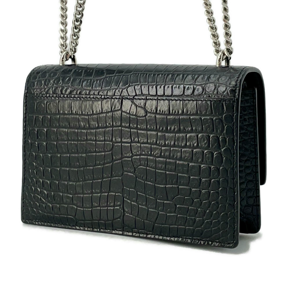 Saint Paris Sunset Wallet Black452157 Croco Embossed Leather Travel Bag