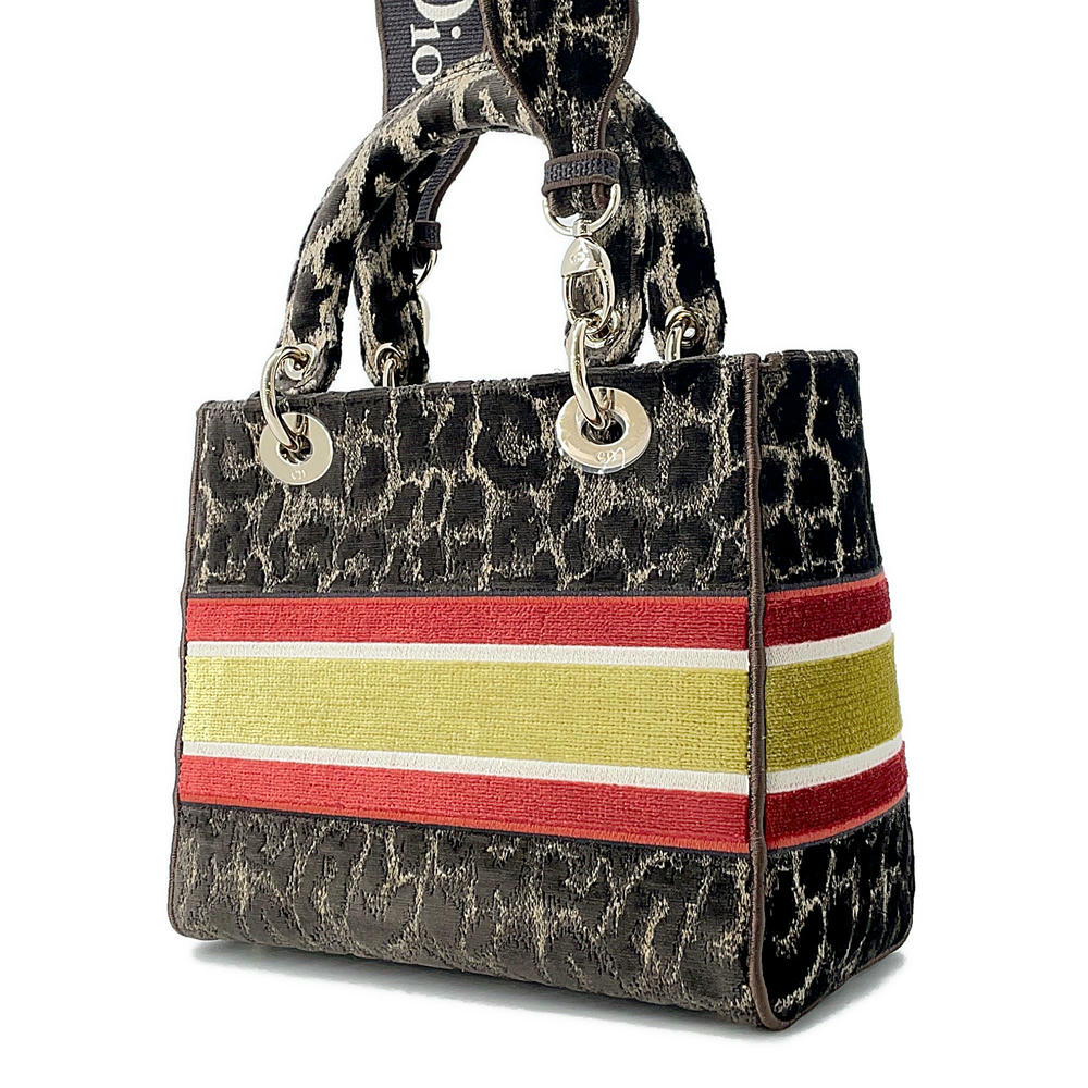 Dior Lady Dee Light Brownm Otgt Velvet Size Medium Travel Bag
