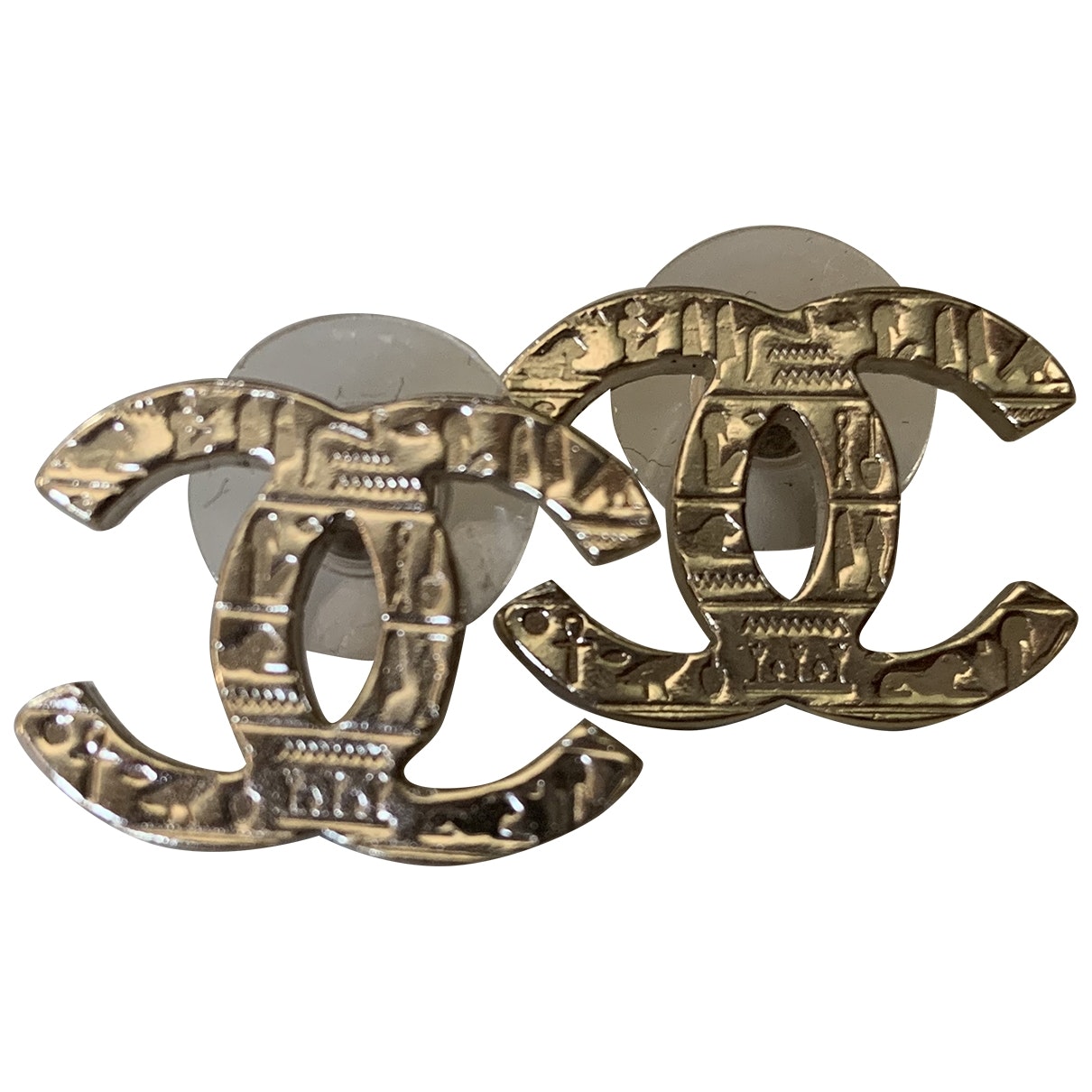 Chanel CC Gold Metal Earrings