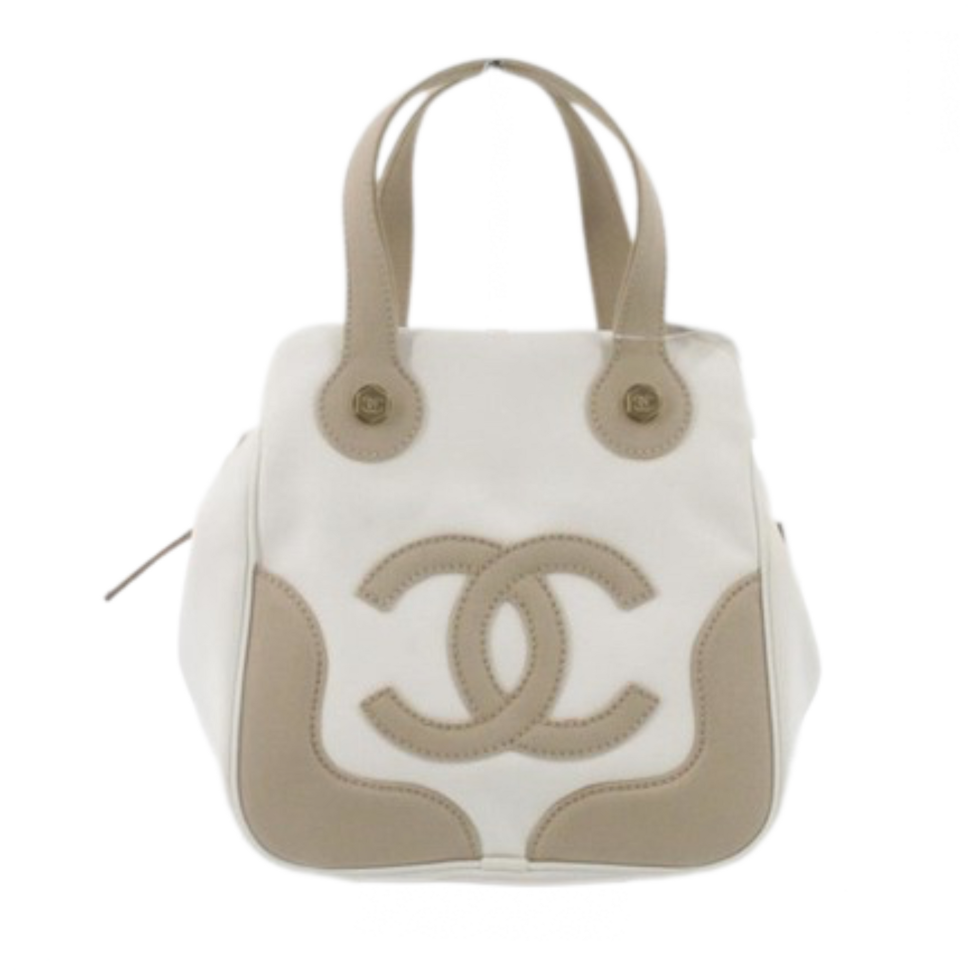 Chanel White Canvas Marshmallow handbag bag
