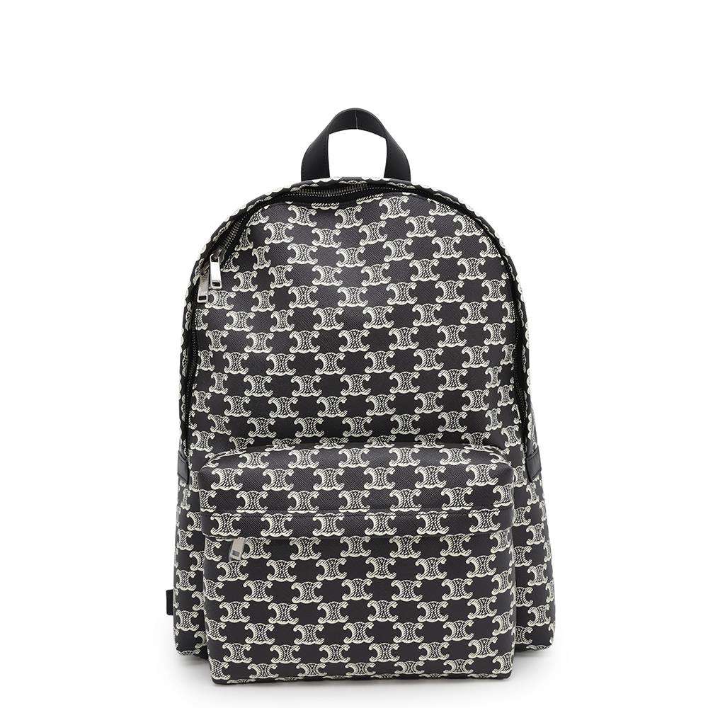 Triomphe Backpack White Fsz Pvc Coated Handbag Leather Canvas