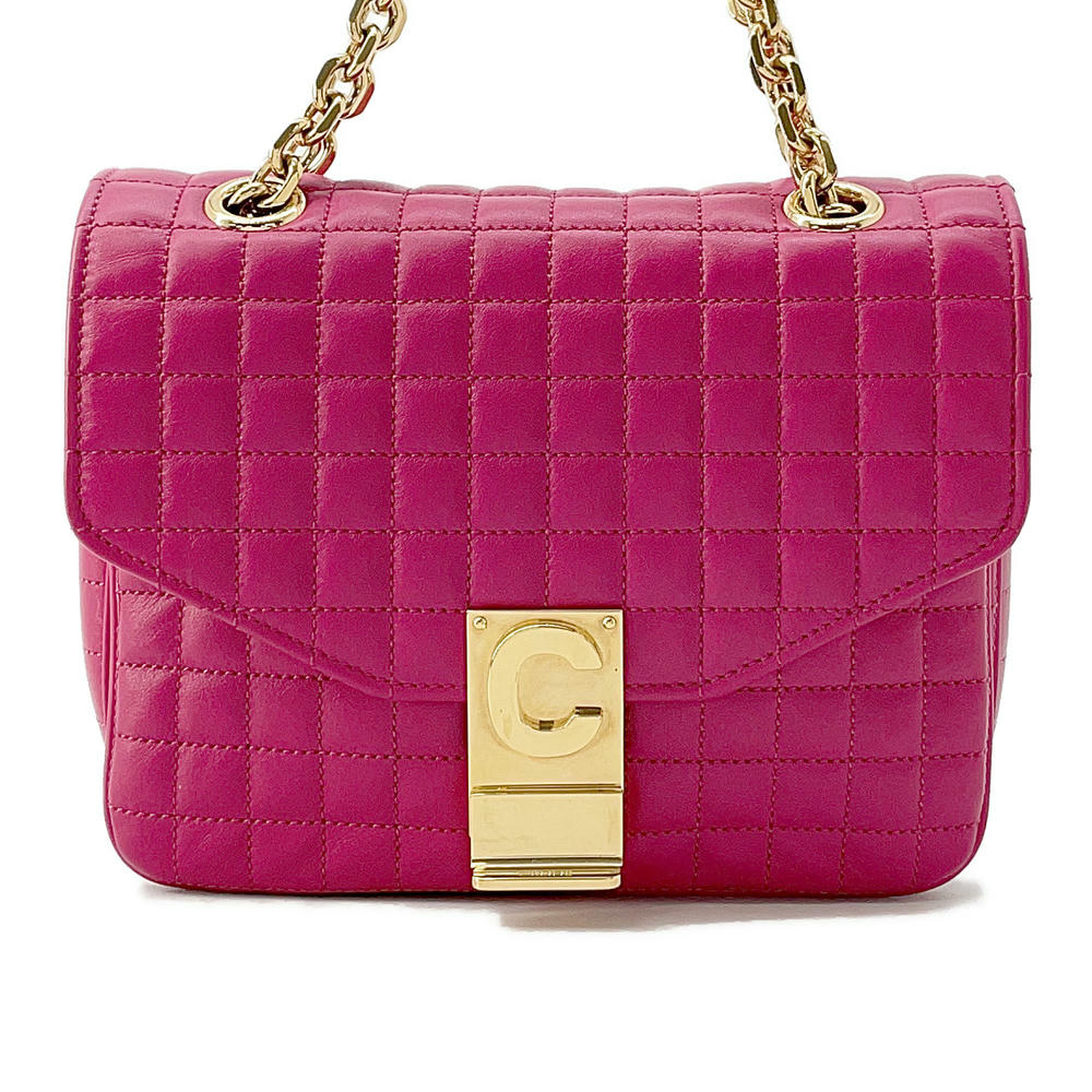 C C Chainshoulder Bag Size Leather Pink