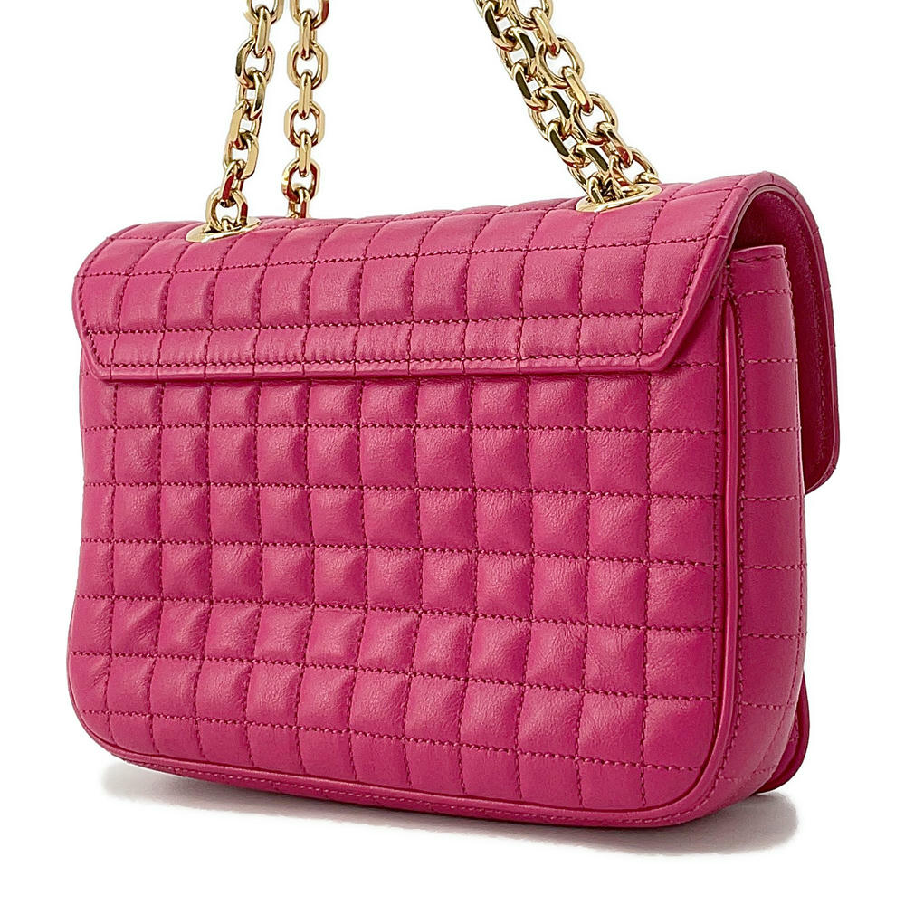 C C Chainshoulder Bag Size Leather Pink