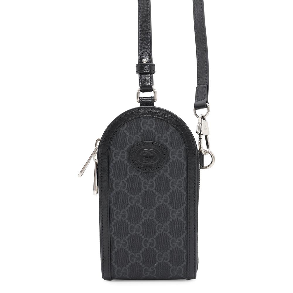 Gucci GG Supreme Phone Pouch Black724357 Leather Shoulder Bag