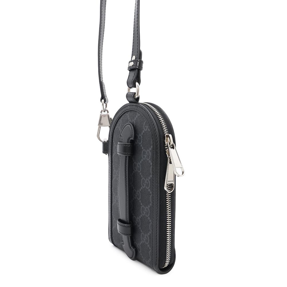 Gucci GG Supreme Phone Pouch Black724357 Leather Shoulder Bag
