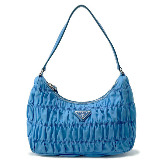Gathered One Shoulder Bag Light Ne Nylon Blue