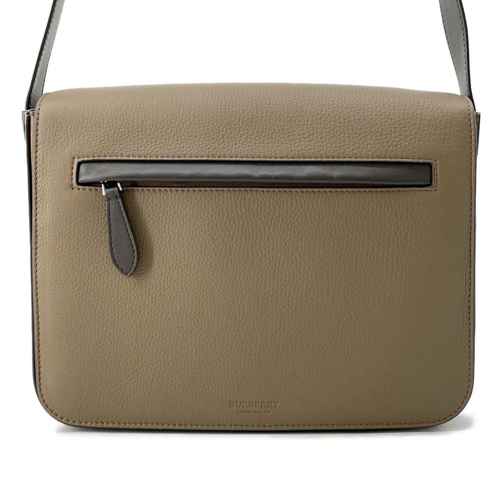 Burberry Messenger Bag Leather Brown Flap