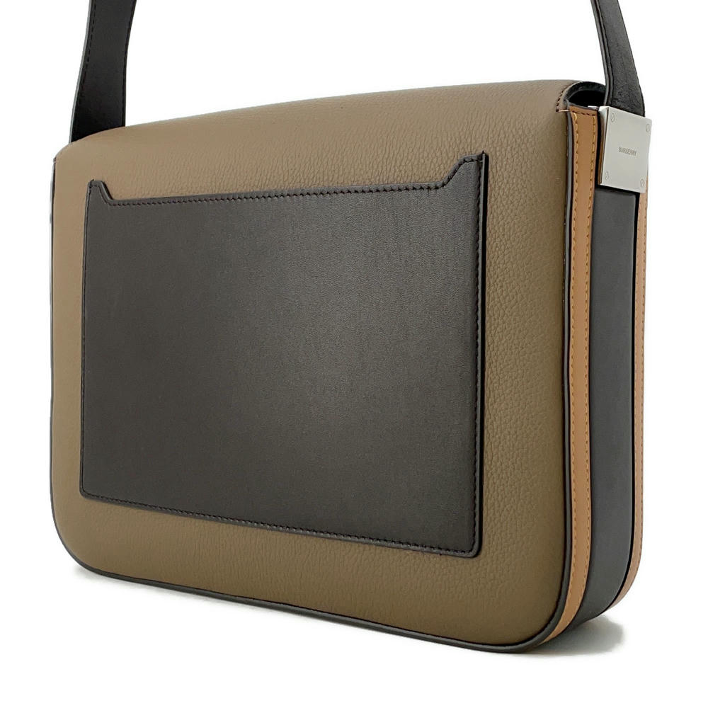Burberry Messenger Bag Leather Brown Flap