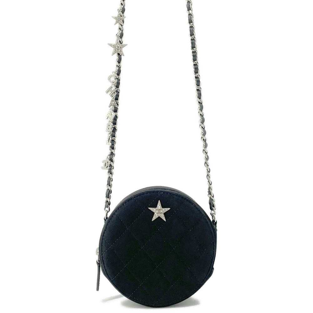 Chanel Matelasse Star Motif Round ChainShoulder suede Black Shoulder Bag