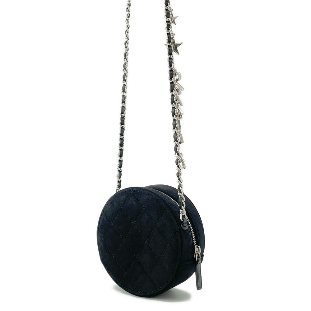 Chanel Matelasse Star Motif Round ChainShoulder suede Black Shoulder Bag