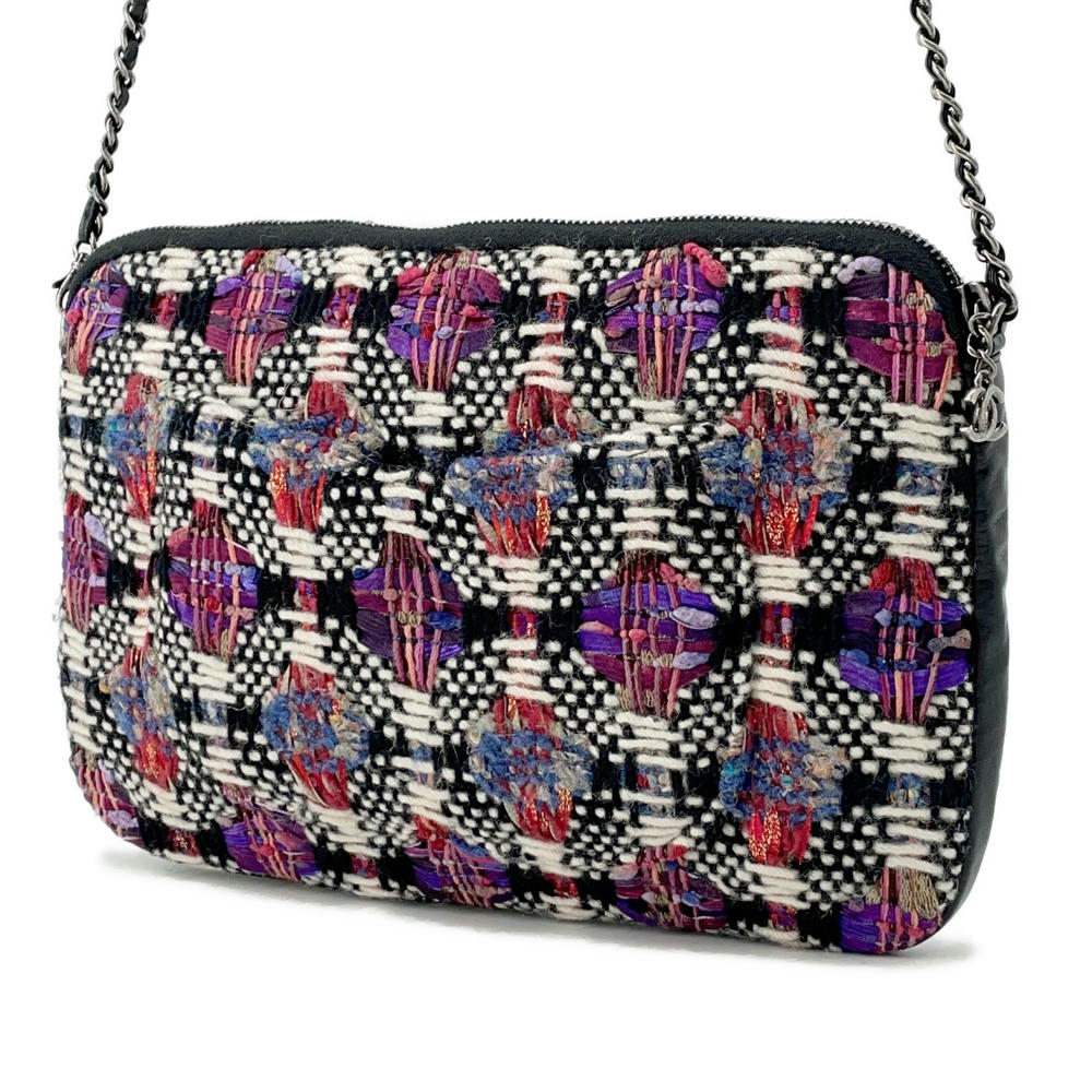Chanel Girl ChainShoulder Tweed Lambskin Multicolor Black Shoulder Bag