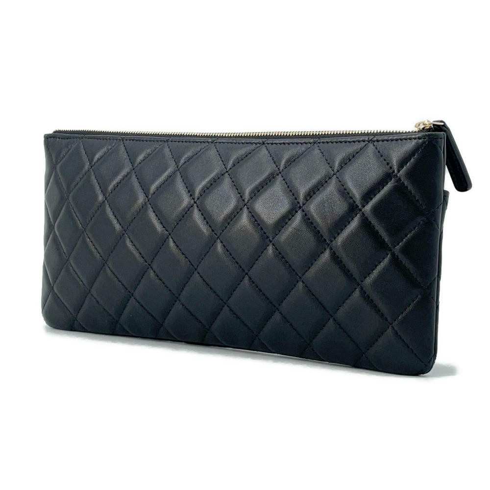 Chanel Matelasse Lambskin Black Clutch Bag