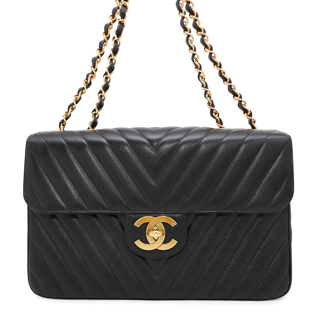 Chanel V Stitch ChainShoulder BlackA03660 Caviar Leather Shoulder Bag